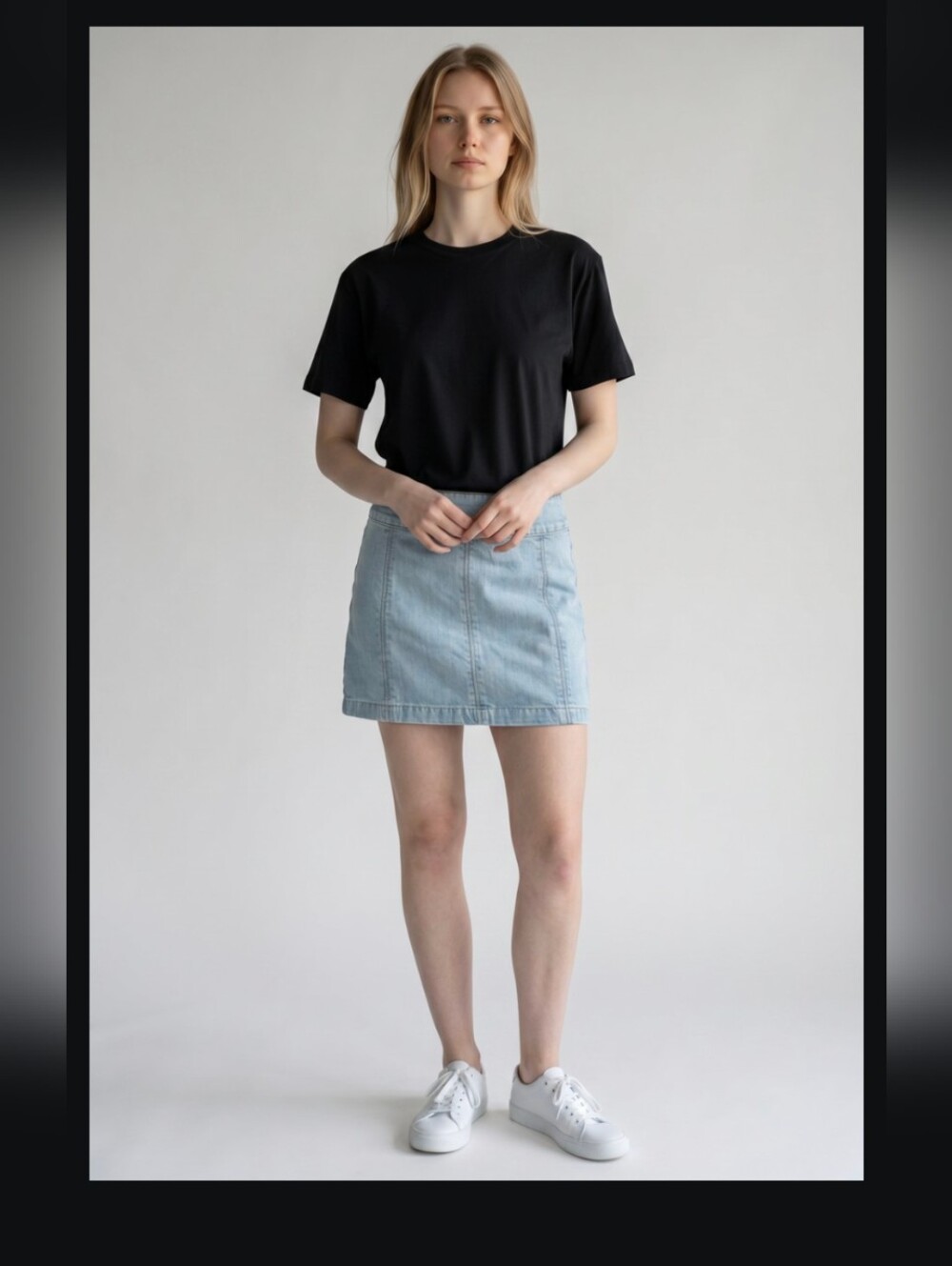 Free People Light Blue Denim Mini Skirt - Casual Everyday